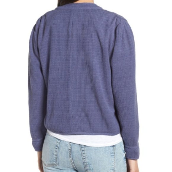 Hinge Blue Textured Crop Jacket - Picture 2 of 7